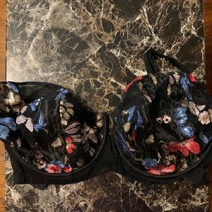 Playful Promise Black Flower Bra US 34J